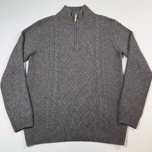 Aran Sweater Market Merino Wool Sweater Cable Knit 1/4 Zip Fisherman Ireland EUC